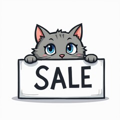 Cartoon Cat Holding Sale Banner &ndash; Black Friday Concept