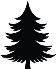 Obraz premium Simple black silhouette of a coniferous evergreen tree