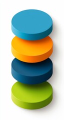 Colorful stacked circles with 3D render.