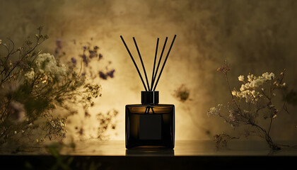 elegant, sophisticated cubic glass scent diffuser, simple, minim
