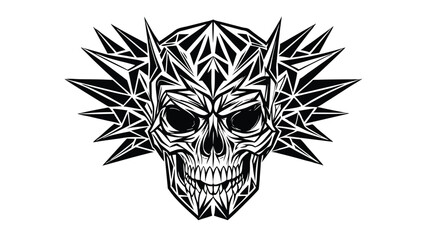 Abstract Skull with Fragmented Lines