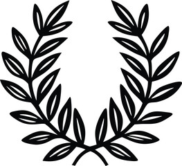 Black and white stylized laurel wreath design element for logos and decorations
