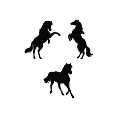 Elegant Pair of Horse Silhouettes in Flat Style Versatile Vector Set for Logos, Emblems, Illustrations, Pictograms, Apps, Websites, and Graphic Design Elements