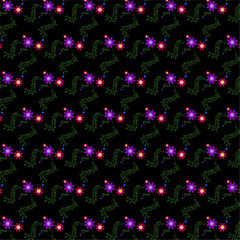  Red, Green & Purple Floral Mandala Seamless Pattern Design.