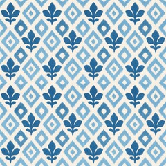 vector seamless pattern with blue flowers