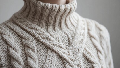 Cream Cable Knit Sweater Detail.