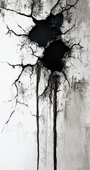 Cracked Wall with Black Hole, and Abstract Art.