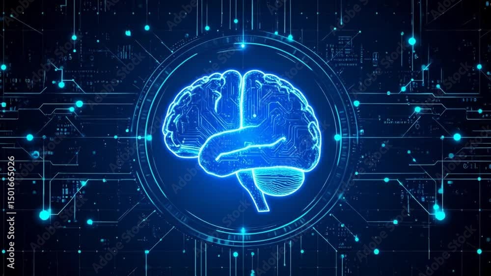 Aufkleber futuristic artificial intelligence brain circuit board concept with neural network