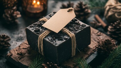 Dark Chocolate Soap Gift with Rustic Decor.