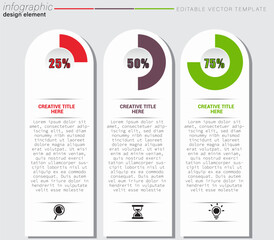 Three Vertical Panels Infographic with Circular Progress Bars  Report-Style Design