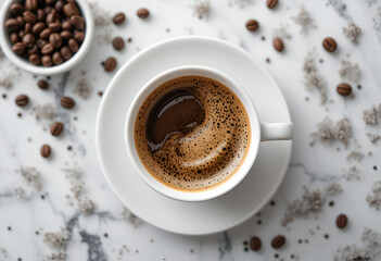 cup of coffee with beans