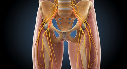 Human Anatomy: Sciatic Nerve and Pelvis Illustration