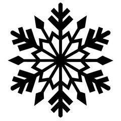Snowflakes black silhouette vector illustration on transparent background