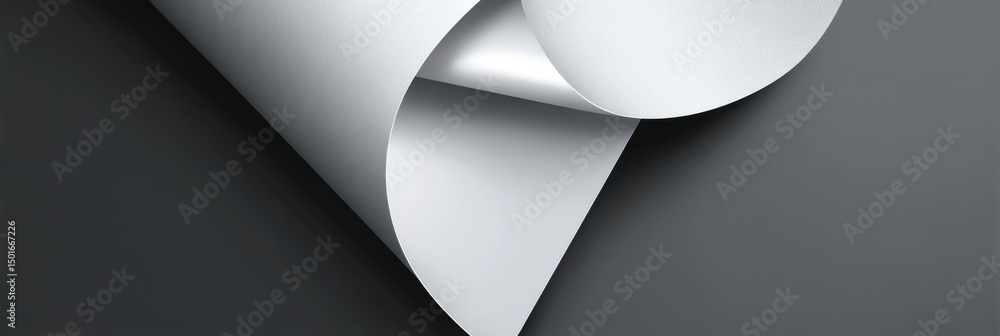 Poster realistic 3d render of partially peeled sticker sheet with a light top layout against a dark backgro