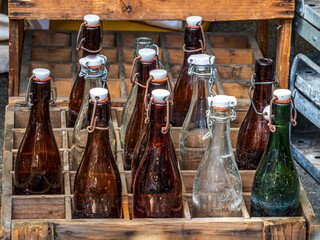 old glass bottles - close up