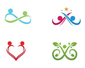 Infinity people Adoption and community care Logo template vector icon