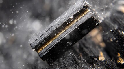 Macro shot capturing the intricate texture of a charcoal piece with sparkling ash