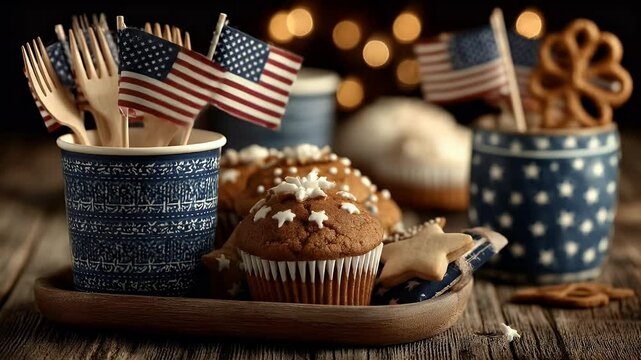 Patriotic treats festive baked goods and miniature flags