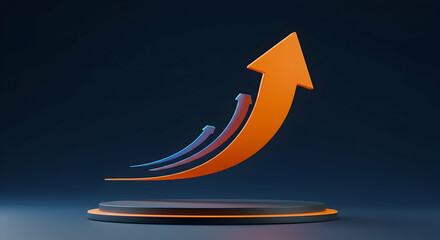 Dynamic Growth Concept with Colorful Arrows on Dark Background