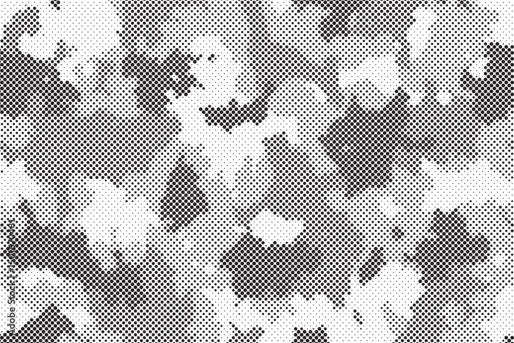 Fototapete abstract halftone seamless camouflage pattern. repeating digital dotted hexagonal camo military text