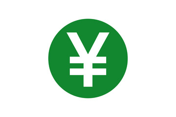 Yen symbol japan currency financial green icon vector