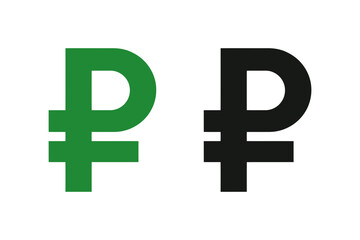 Ruble currency symbol green and black illustration