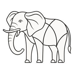 Elephant Line Art Vector
