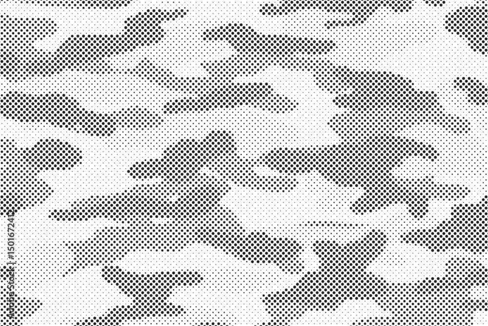 Leinwandbilder Abstract halftone seamless camouflage pattern. Repeating digital dotted hexagonal camo military texture background. Abstract modern fabric textile ornament. Vector illustration.