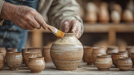 Artisan Hands Glaze Rustic Pottery Vessels