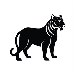 Tiger silhouette icon on white background
