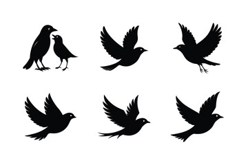 Naklejka premium Blackbird silhouette bundle illustration, Blackbird silhouette vector 