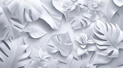 Monochromatic Tropical Leaf and Flower Design