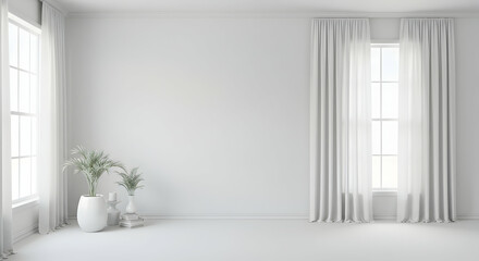 Fototapeta premium Minimalist Interior with White Walls and Natural Light Accents