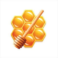 Realistic illustration of honey dipper isolated on white background