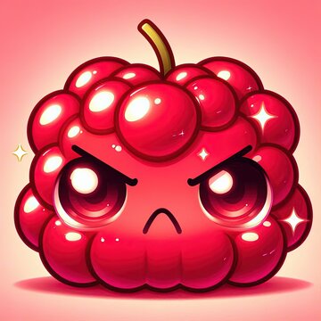 raspberry cartoon character angry