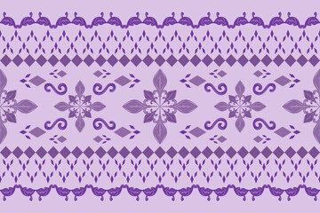 Delicate Handicraft Silk Weaves Needlecraft Elaborate Homespun Traditional Ethnic Motif Pattern Lavender Purple Color. Elegant Pattern Motif Florals Abstract Design for Scarf Knit Embroidery Crochet