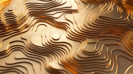 Abstract Golden Topographic Texture: Luxury 3D Surface Design