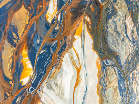 Abstract aerial view of naturally patterned landscapes