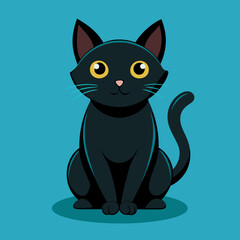 vector illustration of a black cat