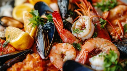 Aromatic Seafood Medley: Shrimp, Mussels, and Lemon