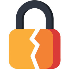 Broken Padlock Security Breach Icon