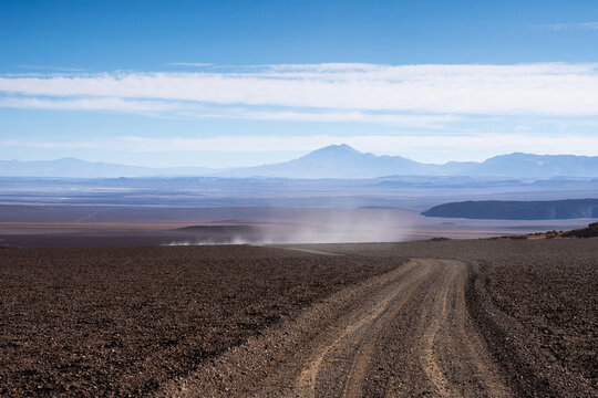 Dusty road through the desert of La Puna, Argentina