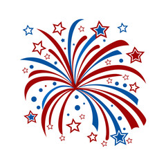 Patriotic fireworks burst design for independence day