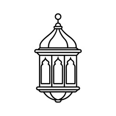 Ornate islamic lantern line art illustration