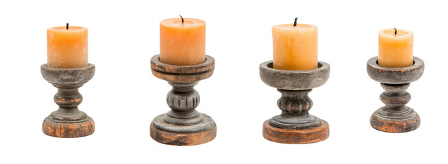 Elegant candle holders with orange candles create warm ambiance in any setting. Perfect for home decor or special occasions