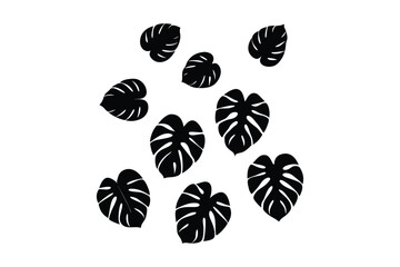 Fototapeta premium Monstera leaf silhouette bundle illustration, Monstera leaf silhouette vector 