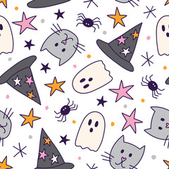 Cute Halloween Pattern Halloween Cats Background