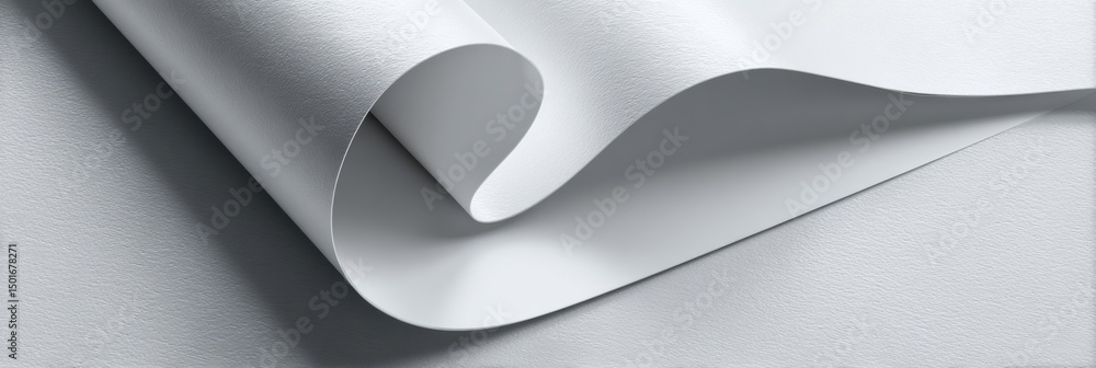 Poster realistic 3d render of a partially peeled sticker sheet on a smooth surface with soft lighting