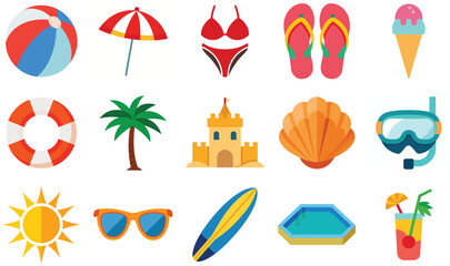 summer icons set