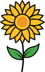 Fototapeta premium sunflower flower vector illustration on transparent background.